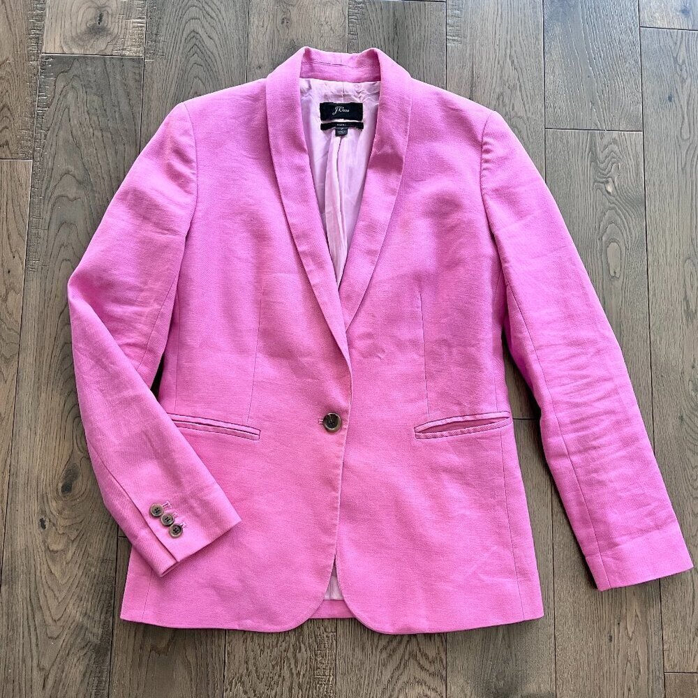 J. Crew Parke Blazer Pink Linen Blend Size 2 Lightweight Workwear
